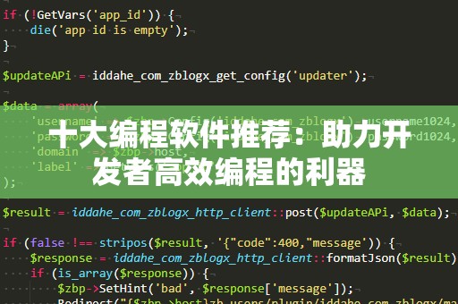 十大编程软件推荐：助力开发者高效编程的利器