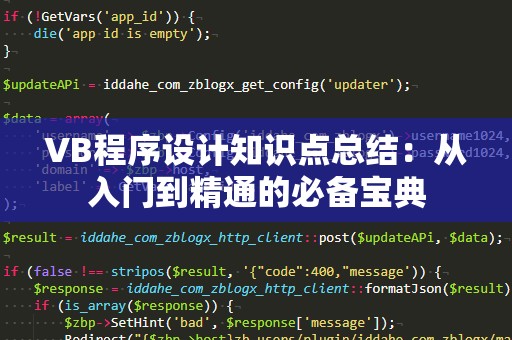 VB程序设计知识点总结：从入门到精通的必备宝典