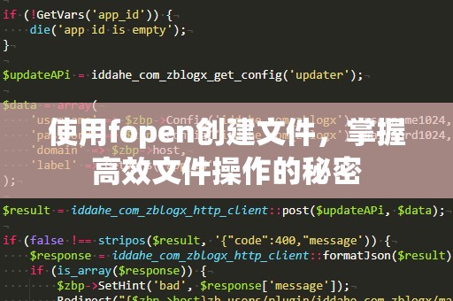 使用fopen创建文件，掌握高效文件操作的秘密
