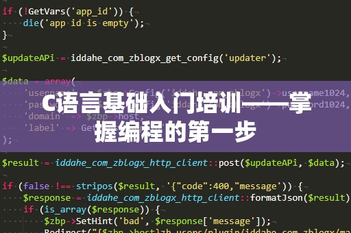 C语言基础入门培训——掌握编程的第一步