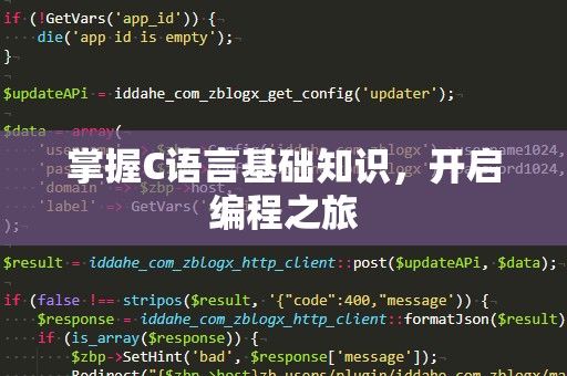 掌握C语言基础知识，开启编程之旅