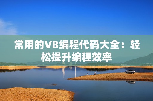 常用的VB编程代码大全：轻松提升编程效率